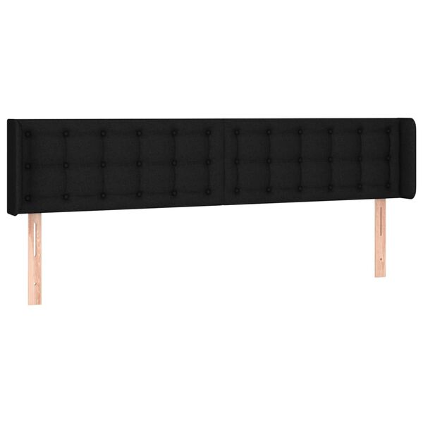 vidaXL Cabeceira de cama c/ abas tecido 203x16x78/88 cm preto