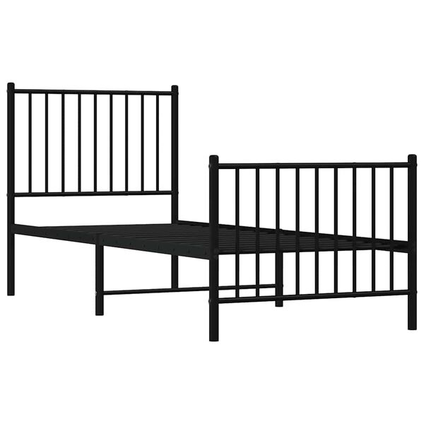 vidaXL Estrutura de cama com cabeceira e p&eacute;s 80x200 cm metal preto