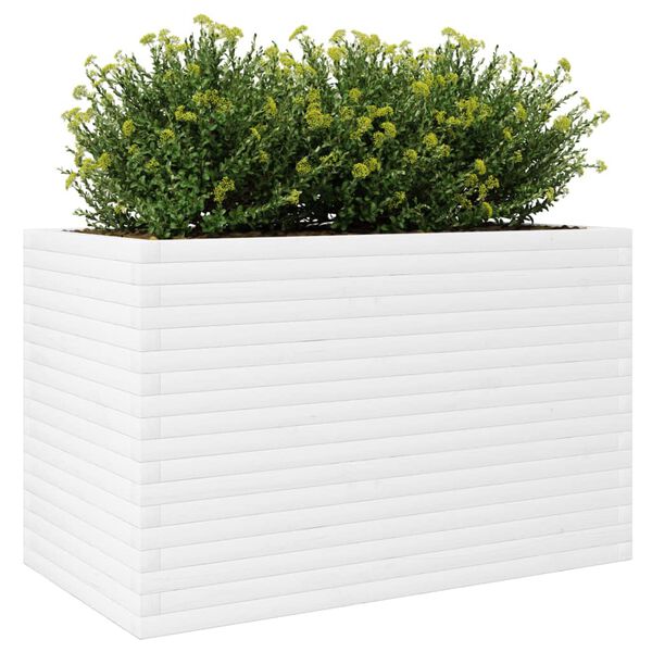 vidaXL Vaso/floreira de jardim 110x60x68,5 cm pinho maci&ccedil;o branco