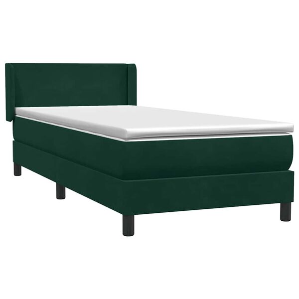 vidaXL Cama com molas/colch&atilde;o verde-escuro 80x220 cm veludo