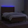 vidaXL Cama box spring c/ colch&atilde;o/LED 140x190cm tecido castanho-escuro