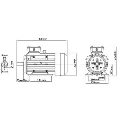 vidaXL Motor de 3 fases elétrico alumínio 4kW/5,5CV 2 polos 2840 rpm