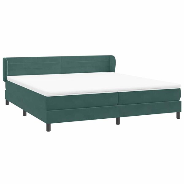 vidaXL Cama com molas/colch&otilde;es 180x210 cm veludo verde-escuro