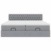 vidaXL Estrutura de cama otomana com colchões tecido cinzento claro