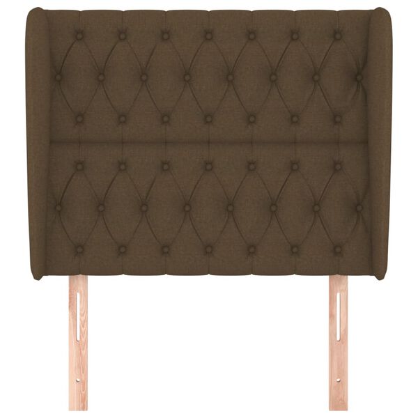 vidaXL Cabeceira cama c/ abas tecido 93x23x118/128 cm castanho-escuro