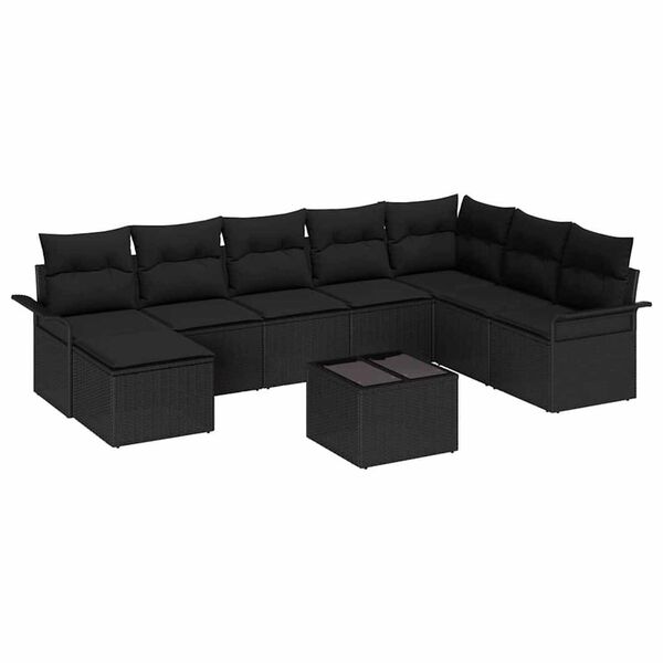 vidaXL Conjunto de Sof&aacute; de Jardim 9 pcs Bege Rattan Sint&eacute;tico
