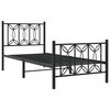 vidaXL Estrutura de cama com cabeceira e pés 90x190 cm metal preto