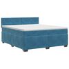 vidaXL Cama box spring com colch&atilde;o Azul Escuro 160 x 200 cm Veludo