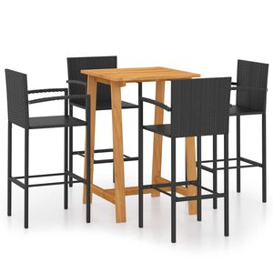 vidaXL 5 pcs conjunto de bar para jardim preto
