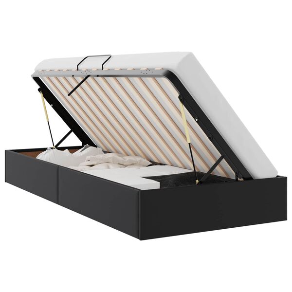 vidaXL Cama com Armazenamento Preto 90 x 190 cm Couro sint&eacute;tico