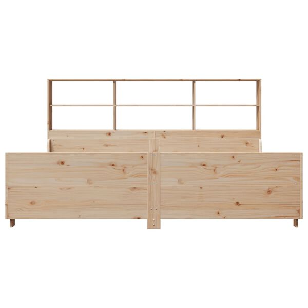 vidaXL Cama com estante sem colchão 180x200 cm madeira maciça