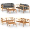 vidaXL 5 pcs conj. lounge de jardim + almofad&otilde;es cinzentos teca maci&ccedil;a