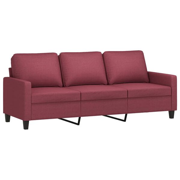 vidaXL Sof&aacute; de 3 lugares tecido 180 cm vermelho tinto