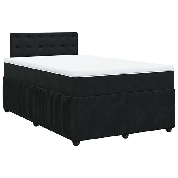 vidaXL Cama boxspring com colch&atilde;o 120x200 cm veludo preto
