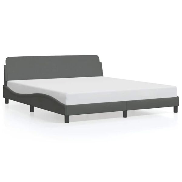 vidaXL Estrutura de cama Dover 160x200 cm tecido cinzento-escuro
