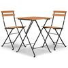 vidaXL 3 pcs conjunto de bistr&ocirc; dobr&aacute;vel madeira de teca maci&ccedil;a e a&ccedil;o