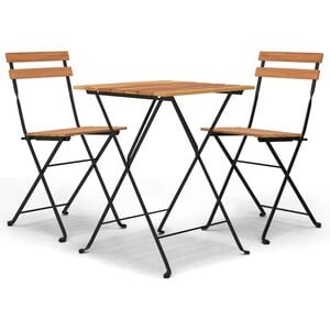 vidaXL 3 pcs conjunto de bistr&ocirc; dobr&aacute;vel madeira de teca maci&ccedil;a e a&ccedil;o