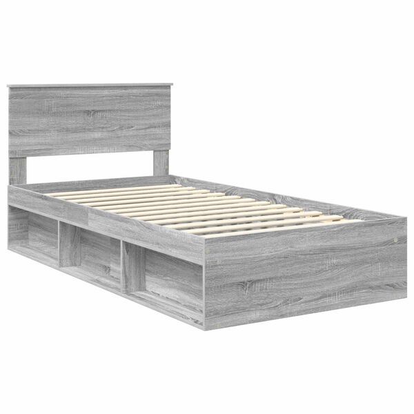 vidaXL Estrutura da Cama com cabeceira Cinza Sonoma 100 x 200 cm