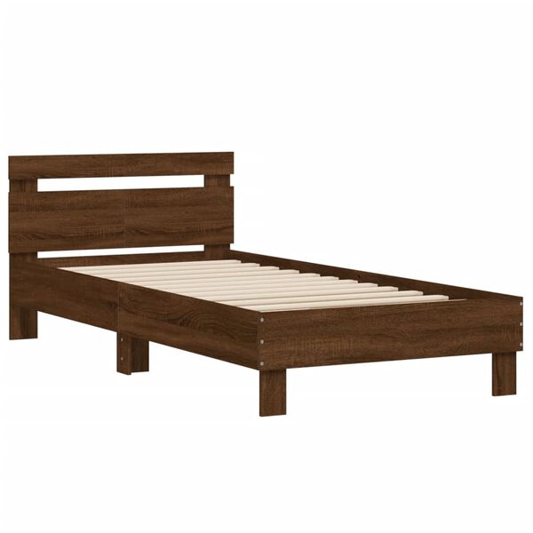 vidaXL Cama sem colch&atilde;o com cabeceira 100x200 cm carvalho castanho