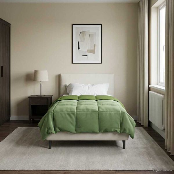 vidaXL Edredom de Ver&atilde;o Simples Verde 135 x 220 cm Microfibra