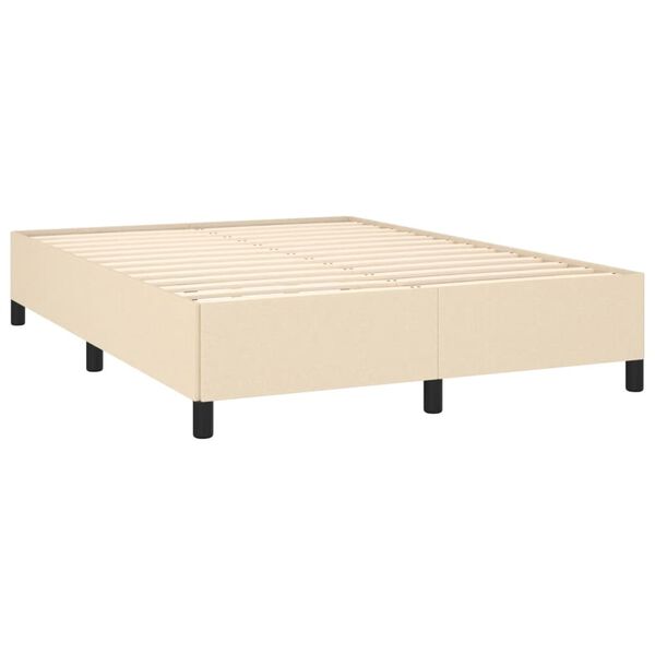 vidaXL Estrutura de cama sem colch&atilde;o 140x200 cm tecido cor creme