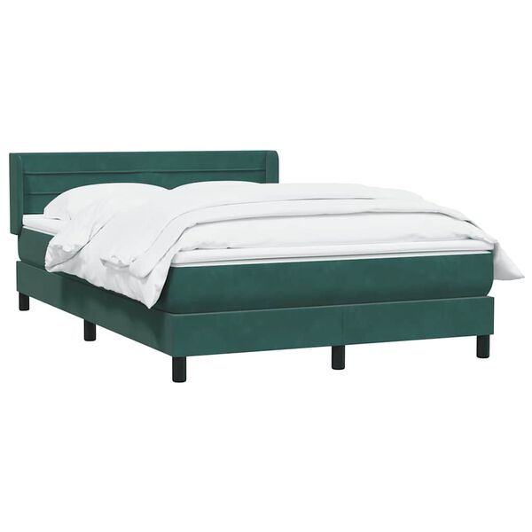 vidaXL Cama com molas/colch&atilde;o 160x220 cm veludo verde-escuro
