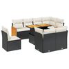 vidaXL 9 pcs conjunto de sof&aacute;s p/ jardim c/ almofad&otilde;es vime PE preto