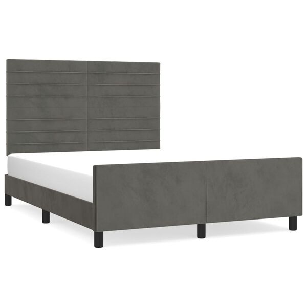 vidaXL Estrutura de cama sem colch&atilde;o 140x190 cm veludo cinzento-escuro