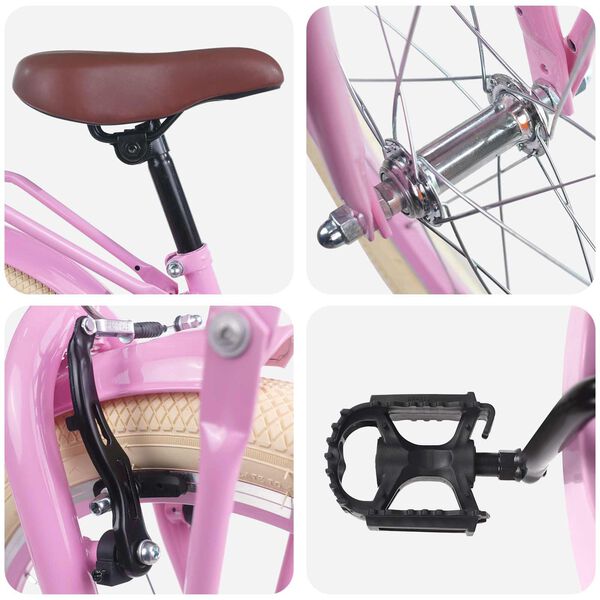 vidaXL Bicicleta Infantil 22 Polegadas para 7-12 anos Rosa Claro