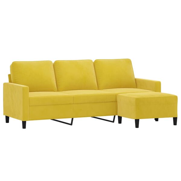 vidaXL Sof&aacute; de 3 lugares com apoio de p&eacute;s 180 cm veludo amarelo