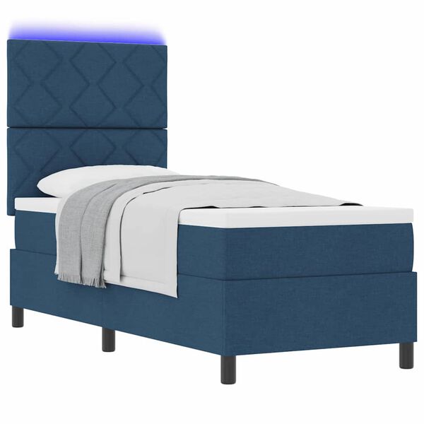 vidaXL Cama Box com colch&atilde;o com led Azul 80 x 200 cm tecido