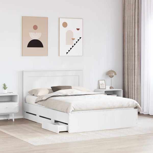 vidaXL Estrutura da Cama Branco 140 x 190 cm Madeira de Engenharia