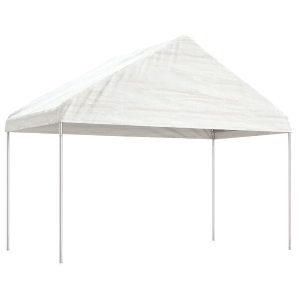 vidaXL Gazebo com telhado 4,46x4,08x3,22 m polietileno branco