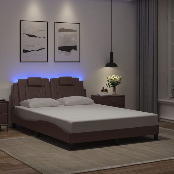 vidaXL Estrutura de cama Viana com LED sem colch&atilde;o 120x200cm castanho
