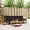 vidaXL Conjunto de Sof&aacute;s para Exterior 5 pcs Natural e Preto