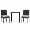 vidaXL 3 pcs conjunto de jantar para jardim vime PE preto