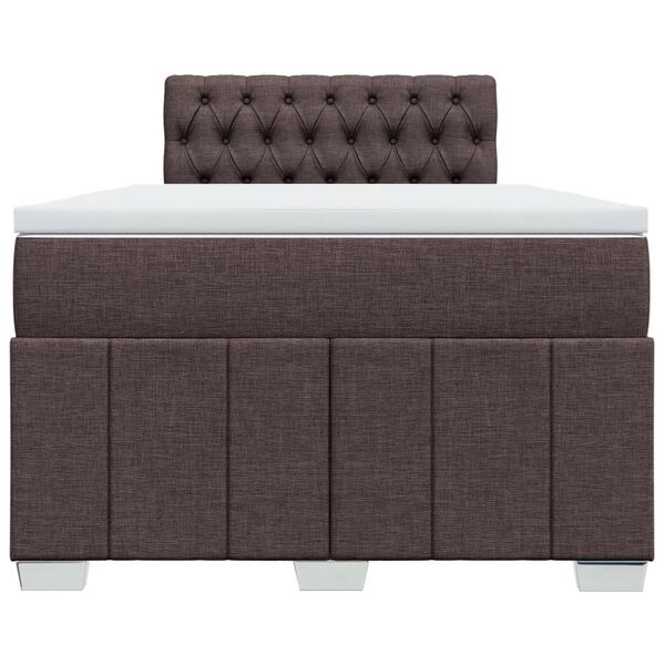 vidaXL Cama boxspring com colch&atilde;o 120x190 cm tecido castanho-escuro