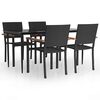 vidaXL 5 pcs conjunto de jantar p/ jardim vime PE preto