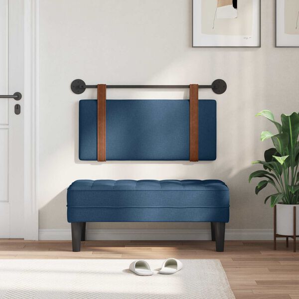 vidaXL Cabeceira Suspensa Liso Azul 90 x 55 x 5 cm PU Antigo