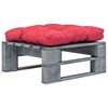 vidaXL Otomana de paletes com almofad&atilde;o vermelho madeira cinzenta