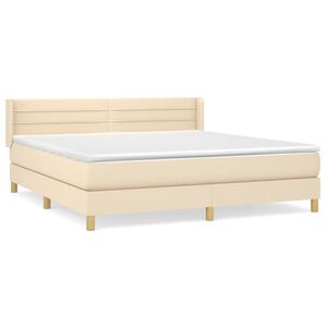 vidaXL Cama com molas/colch&atilde;o 160x200 cm tecido cor creme