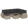 vidaXL 8 pcs conj. sof&aacute;s jardim c/ almofad&otilde;es vime PE cinzento-claro