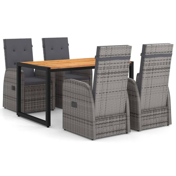 vidaXL 5 pcs conjunto de jantar para jardim cinzento