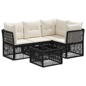 vidaXL Conjunto de Sof&aacute; de Jardim 5 unid. Preto vime PE