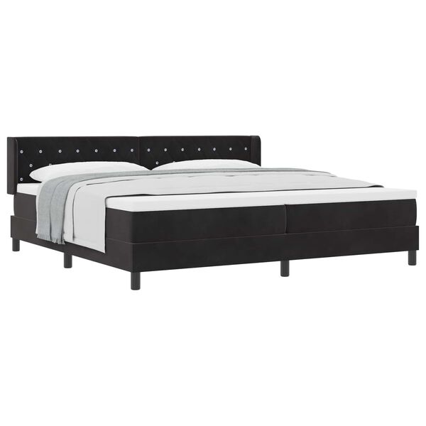 vidaXL Cama Box com colch&atilde;o com cabeceira Preto 200 x 200 cm Poli&eacute;ster