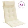 vidaXL Almofad&otilde;es p/ cadeira encosto alto 4pcs tecido oxford cor creme