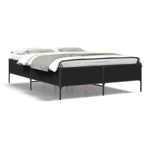 vidaXL Estrutura de cama 120x200 cm derivados de madeira/metal preto