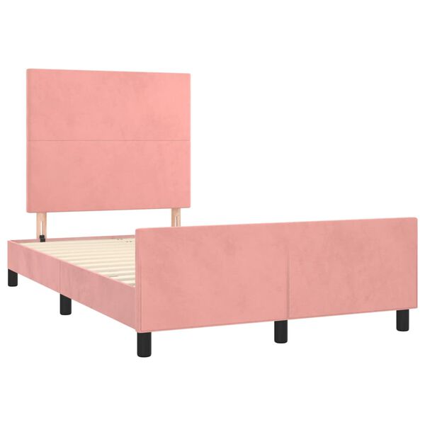vidaXL Estrutura de cama com colch&atilde;o 120x190 cm veludo rosa