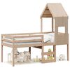 vidaXL Cama alta com telhado 75x190 cm pinho maci&ccedil;o