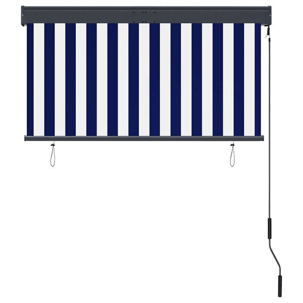 vidaXL Estore de rolo para exterior 120x250 cm azul e branco